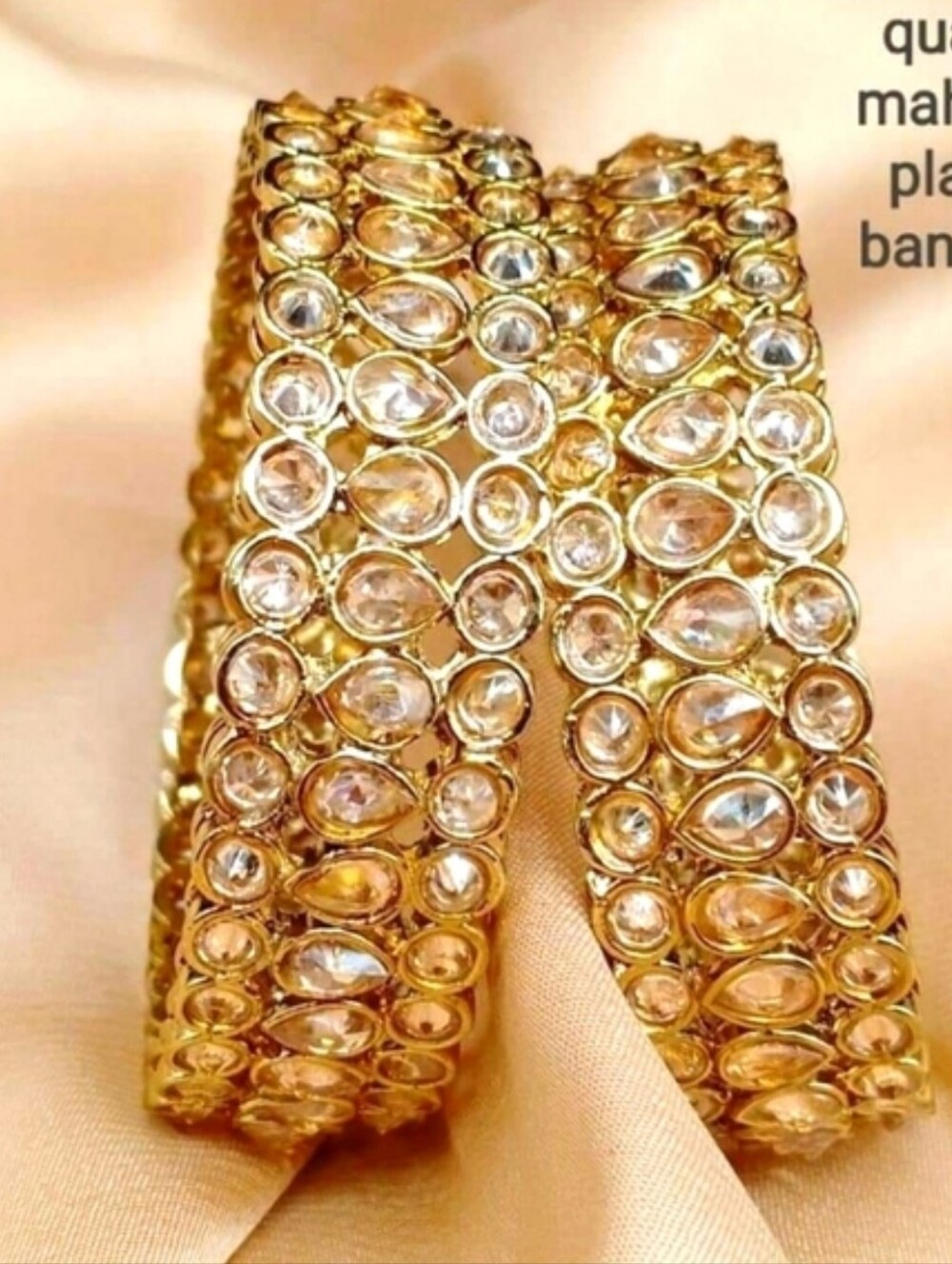 Gold Crystal Statement Bangle Bracelet - Women Jewelry